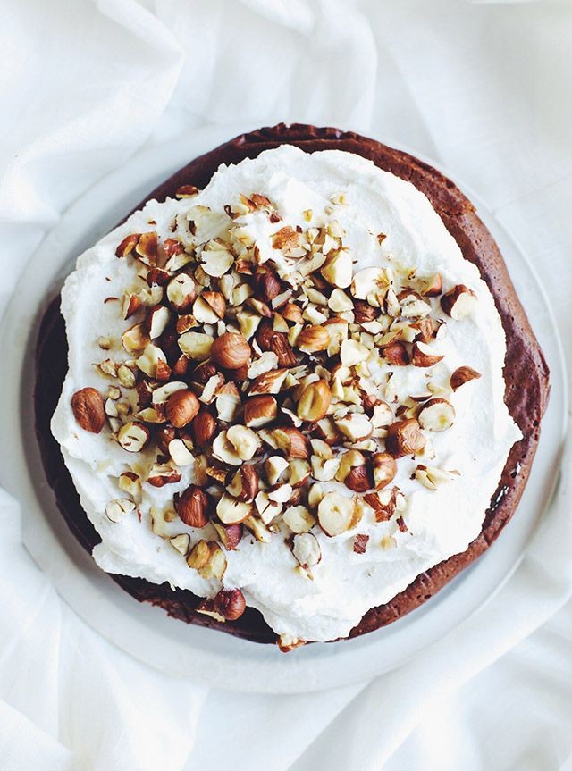 choc coffee cake with coconut whipped cream + hazelnuts.. Posted by